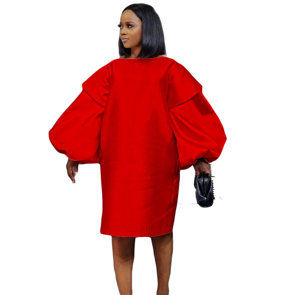Women's Fashion Wear Loose Puff Sleeves African Dress