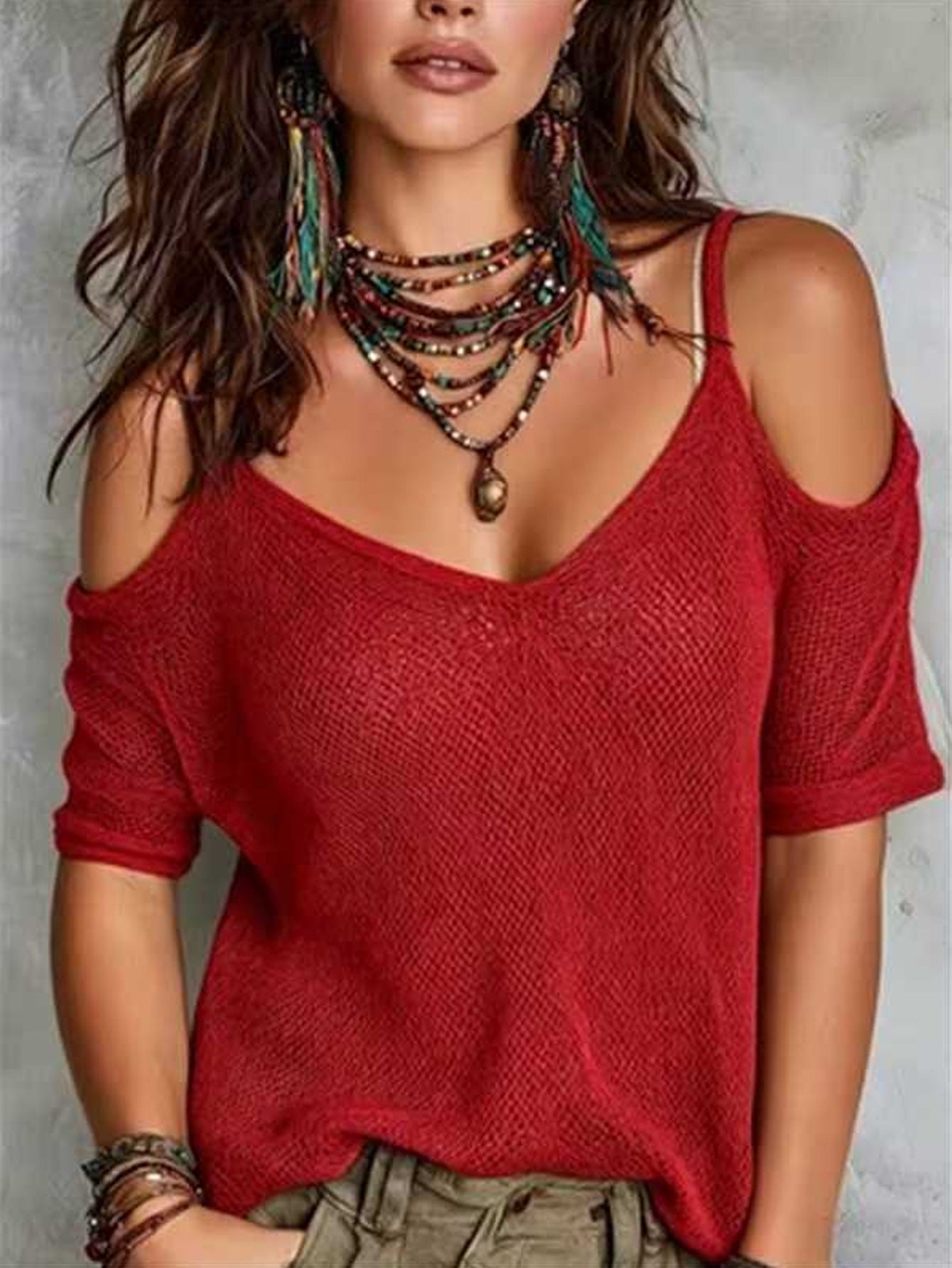 Women's Sleeve Solid Color Knitted Summer Fashion Sweater
