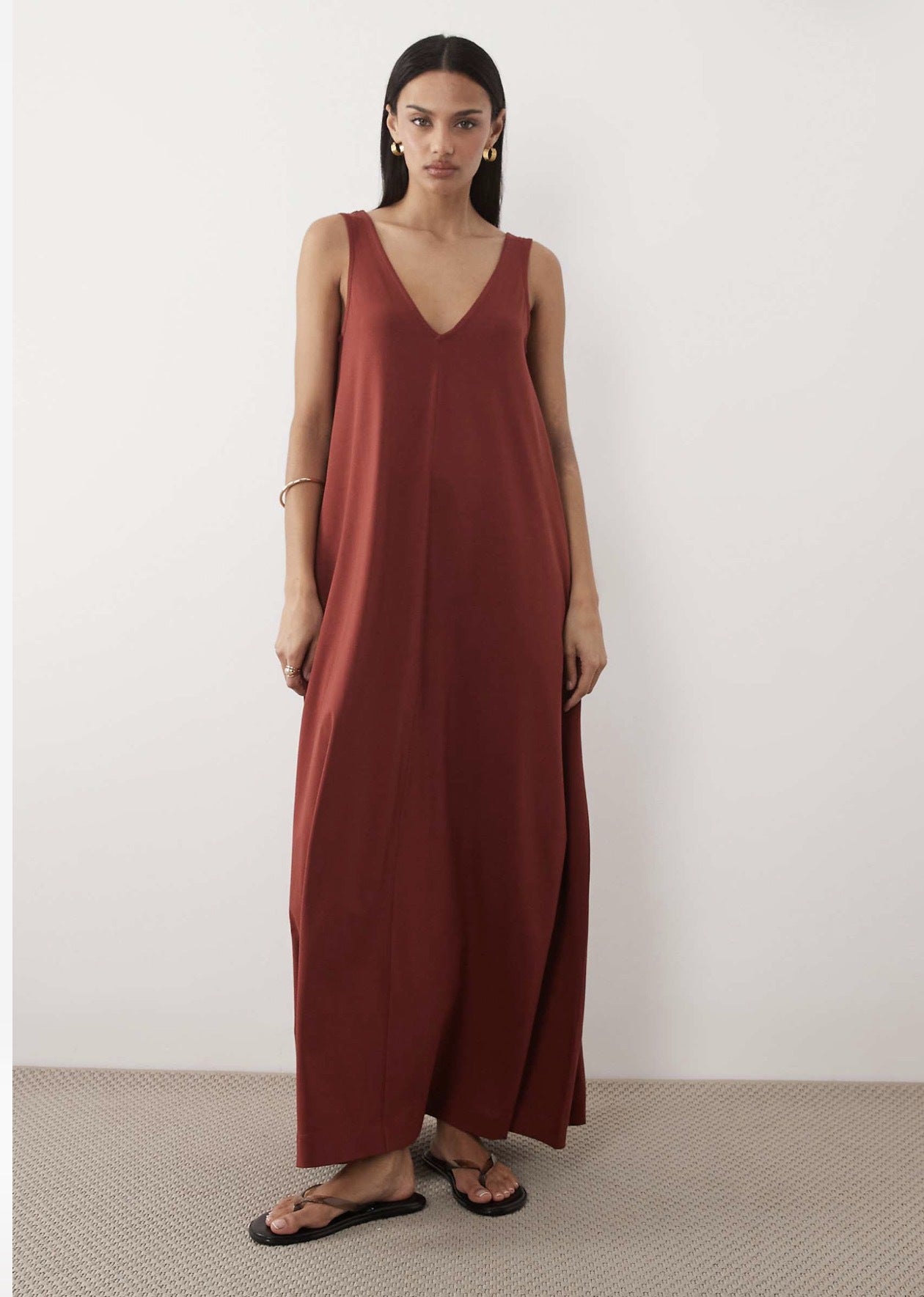 Women's Solid Color Sleeveless Long Jumper Loose Idle Style Dress