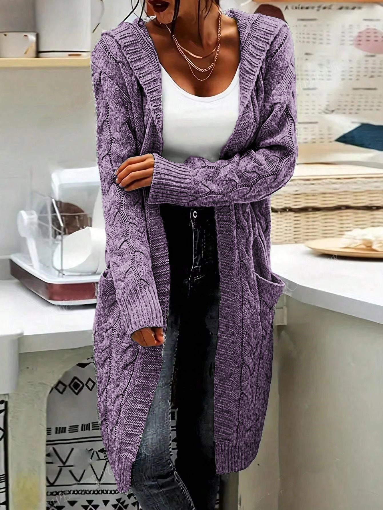 Women's Stylish Charming Hooded Pocket Twist Knitwear