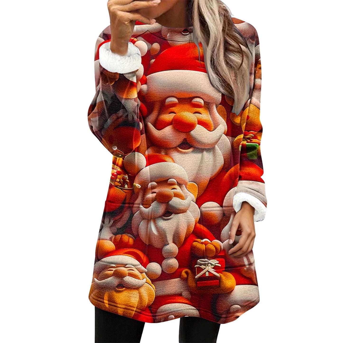 Christmas Snowman Digital Printing Casual Wide-sleeved Veet Women's Sweater, Sweater