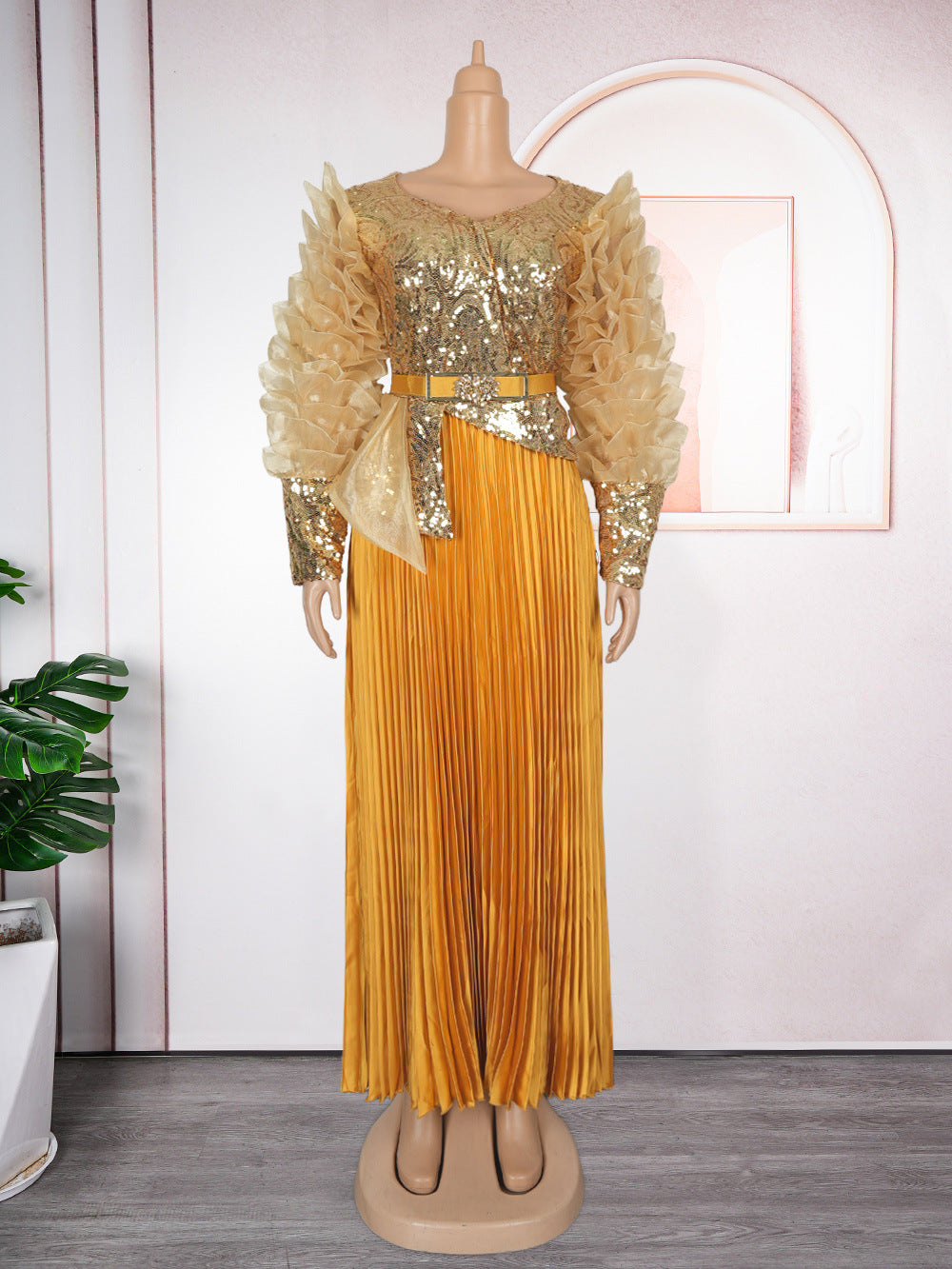 Women's Rhinestone Sequin Banquet Dress African Wear Plus Size