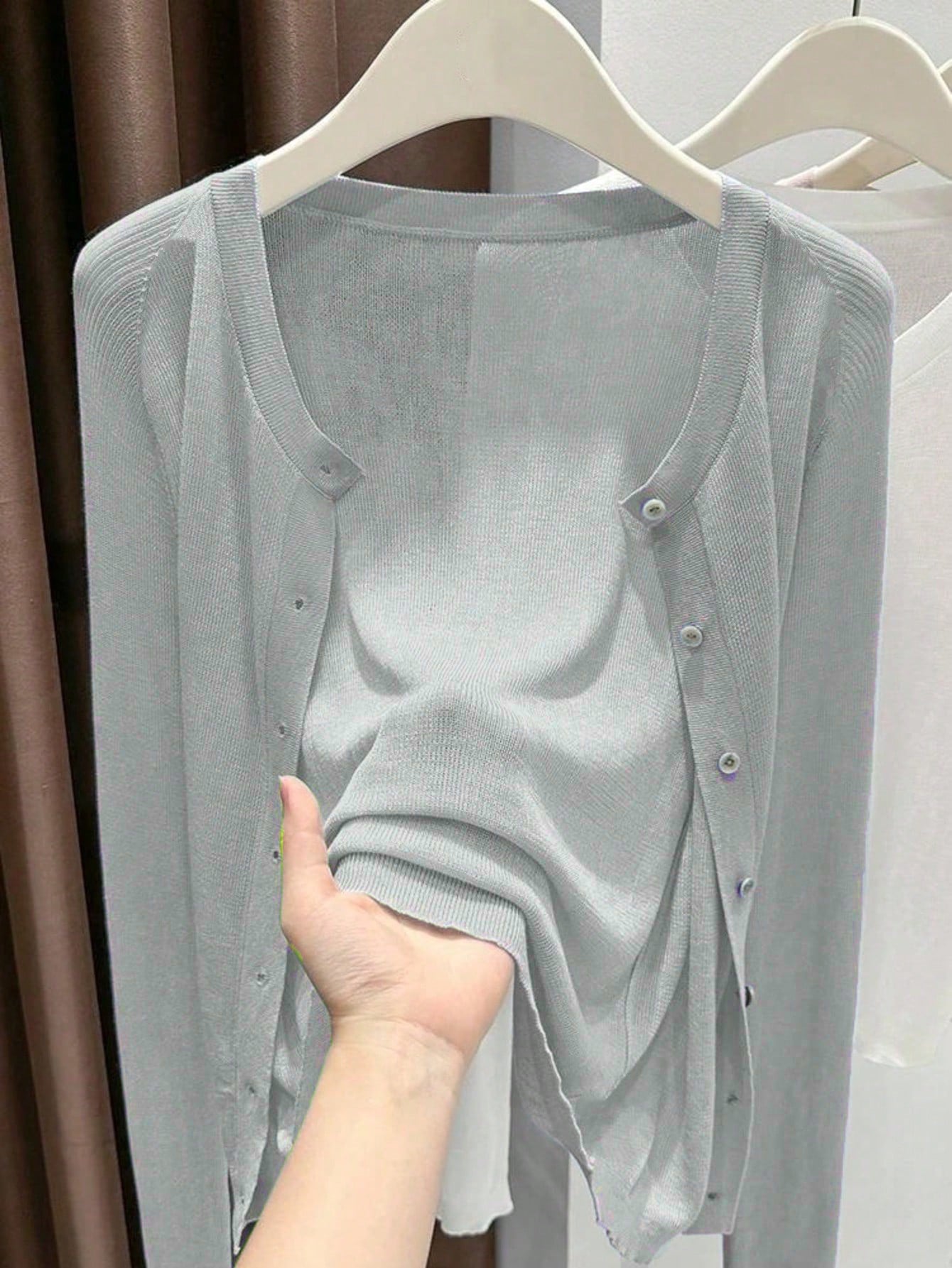 Women's Color Round Neck Long Sleeve Micro Women's Sweater