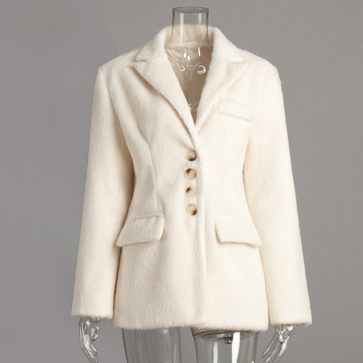 Women's Wind Loose Lapels Plush Long-sleeved Overcoat Coats