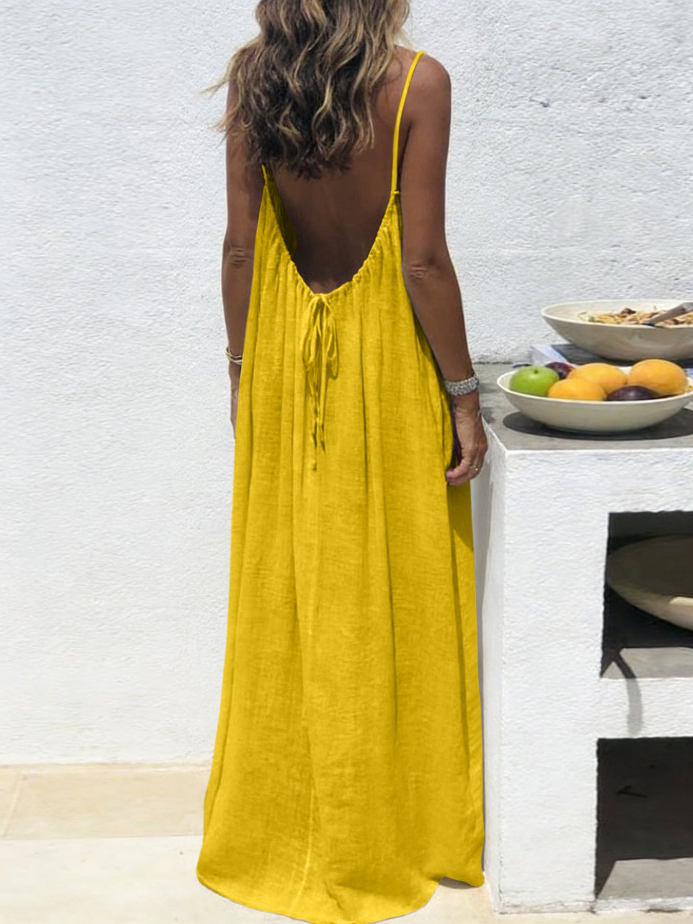 Pretty Casual Solid Color Halter Hem Dress