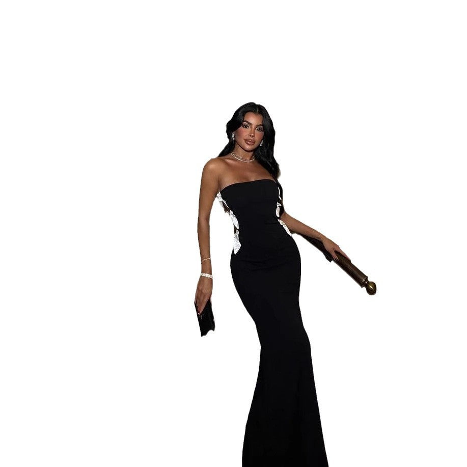 Figure Flattering Hollow Bow Fishtail Dress Dresses