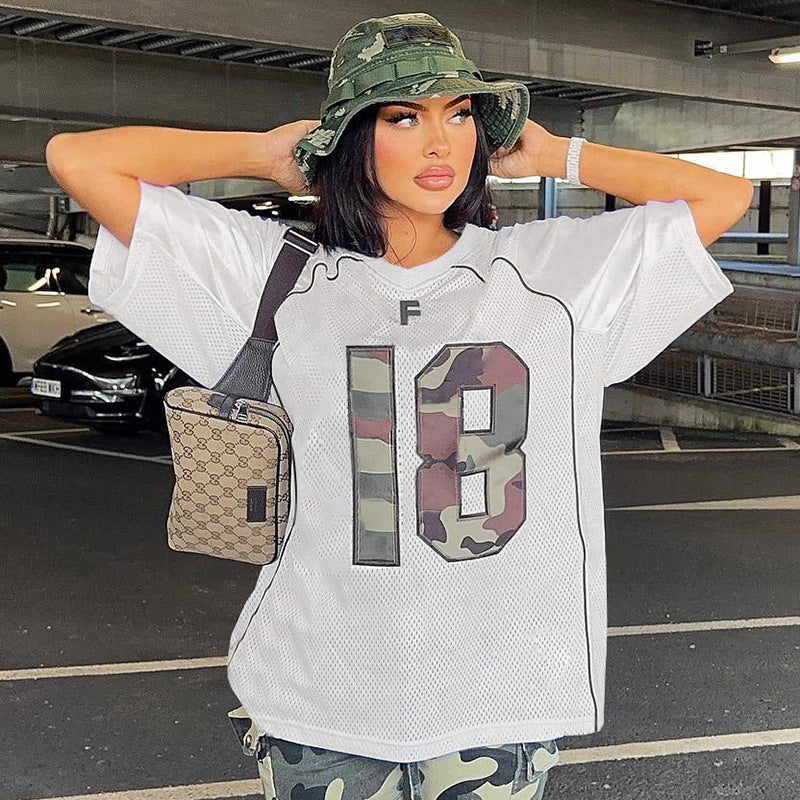 Women's Raglan Sleeve Printed T-shirt Crop Bottoming Round Blouses