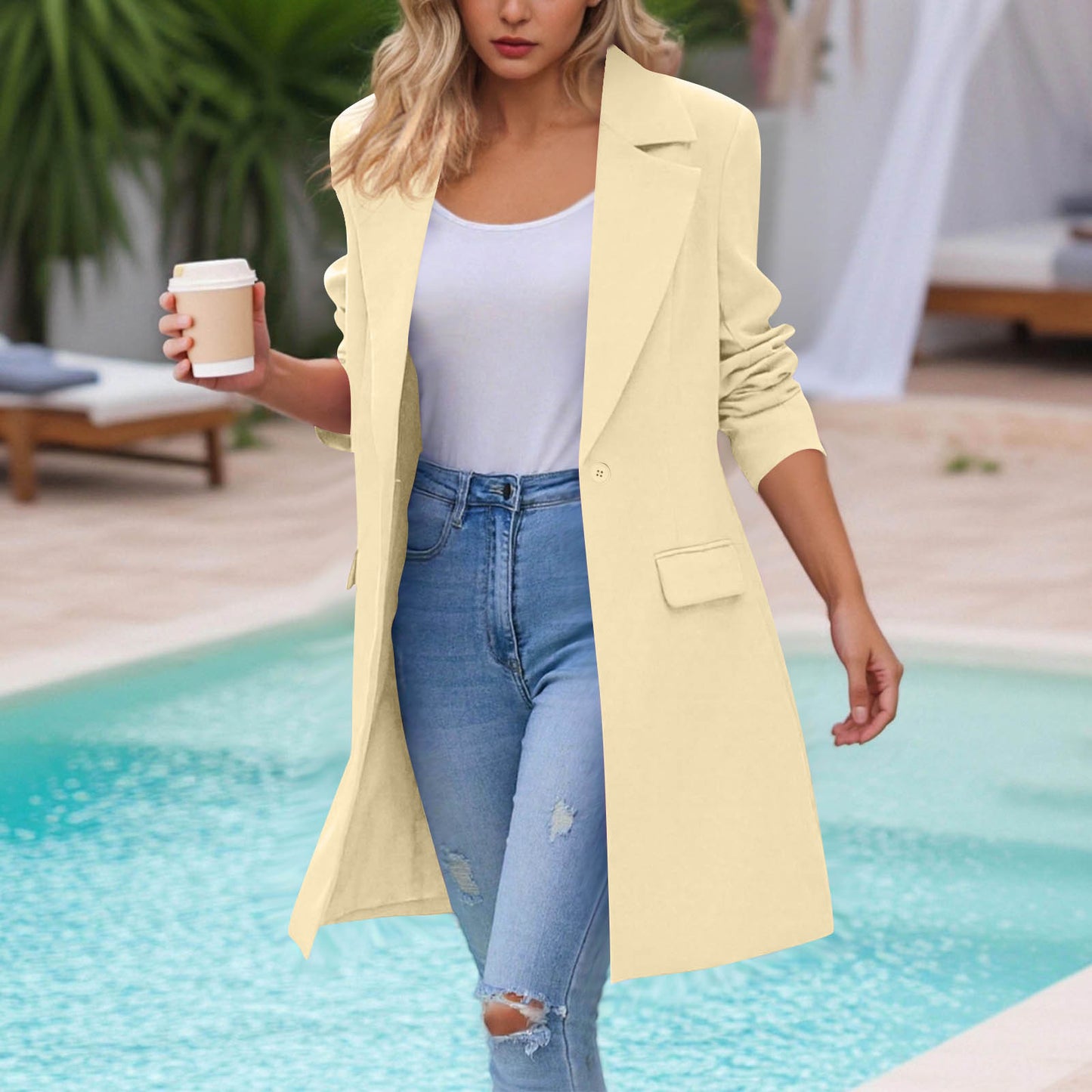 Women's Autumn Long Sleeve Solid Color Trench Coats