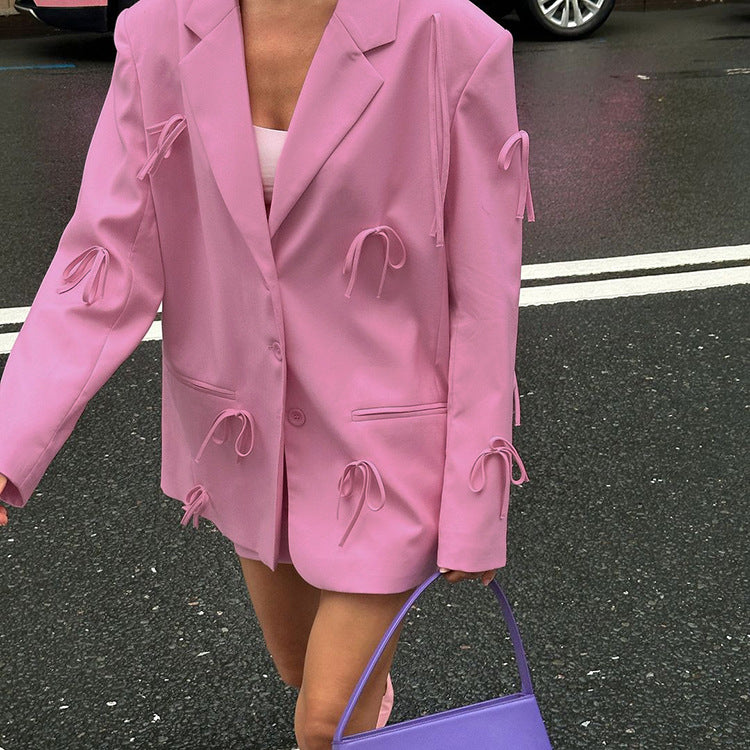 Advanced Design Sense Niche Bow Pink Blazers