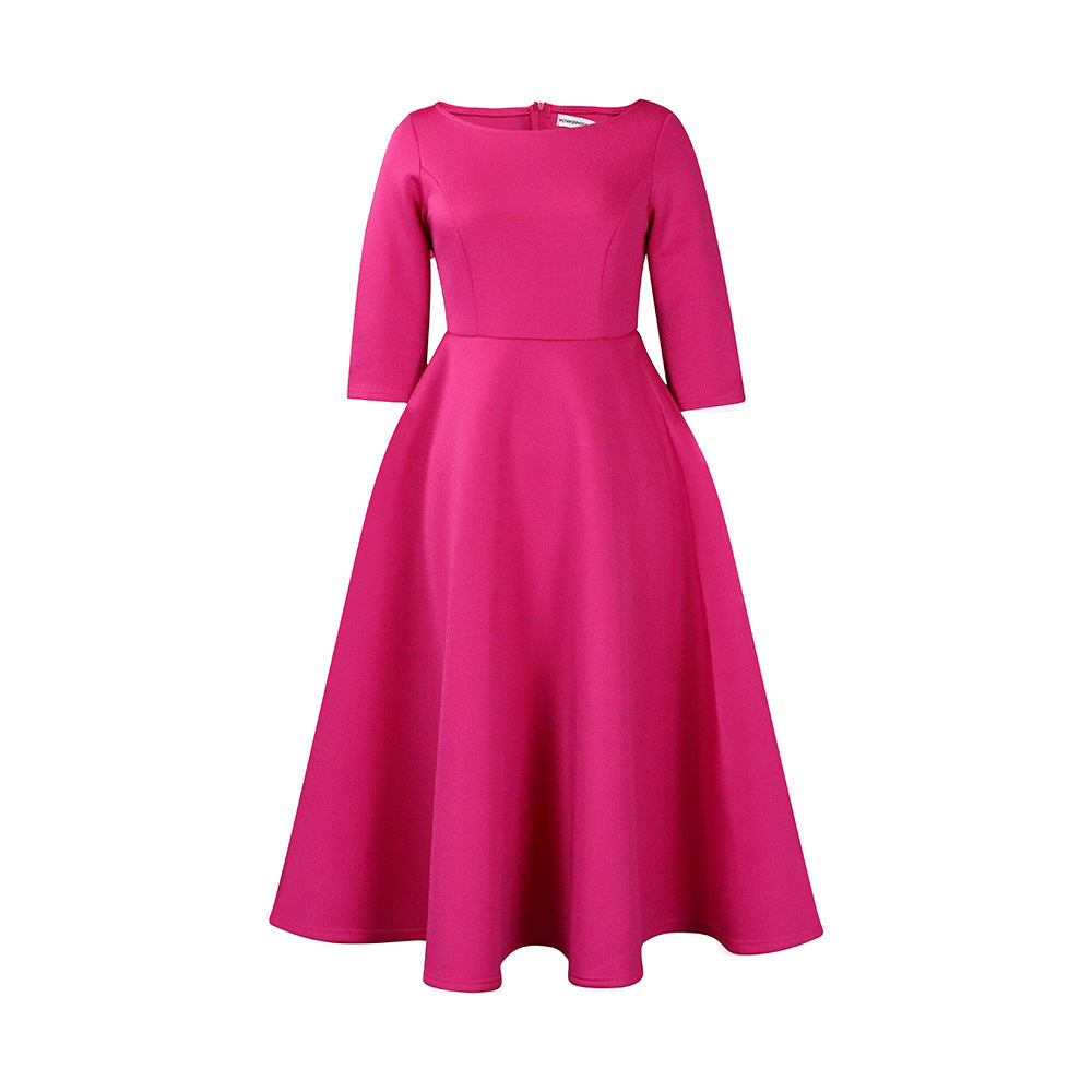 Women's Summer Solid Color Large Swing Elegant Dresses
