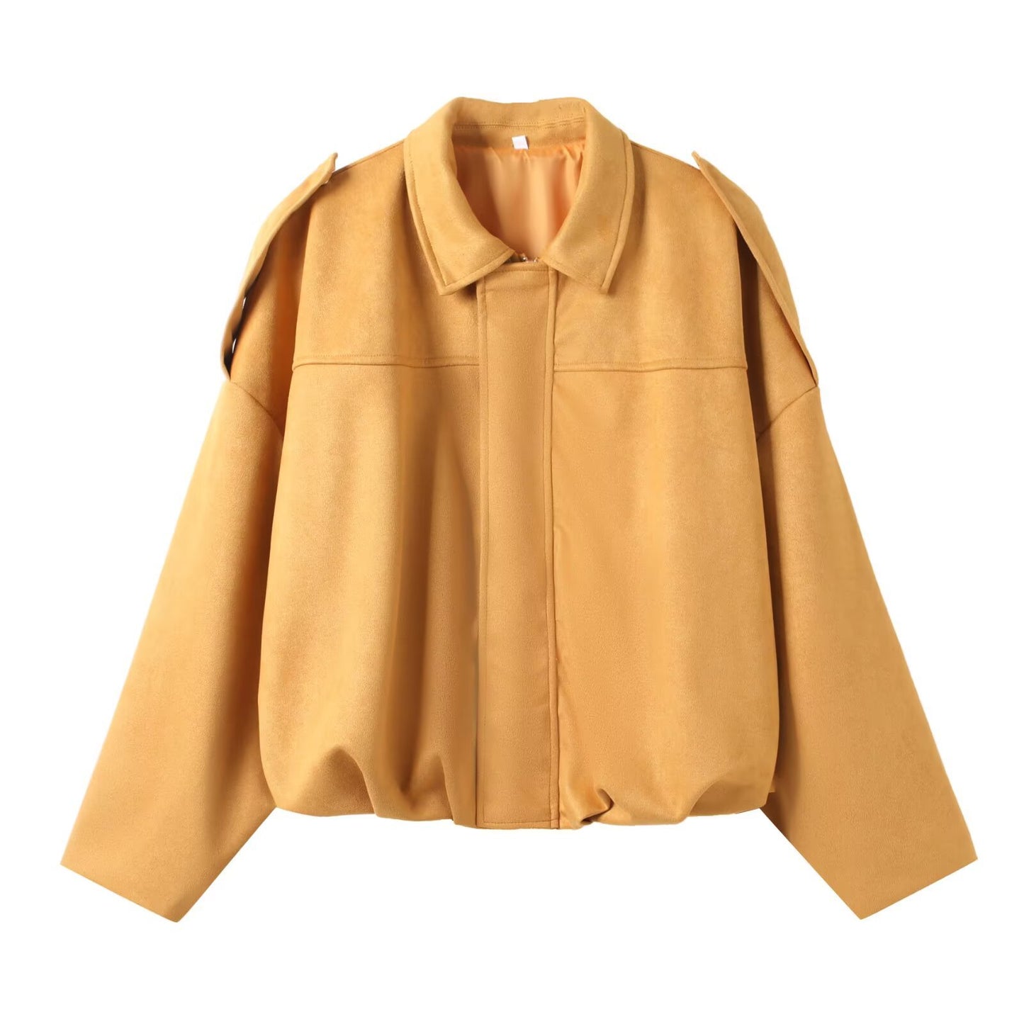 Women's Popular Suede Texture Lapel Bomber Jackets