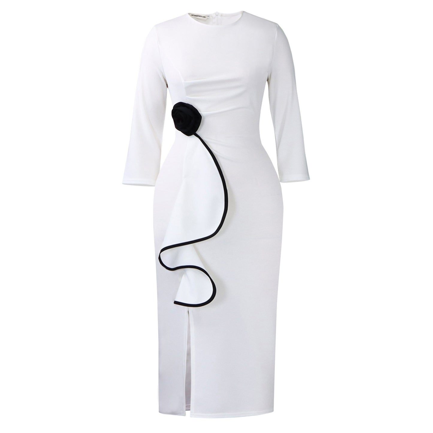 Women's Elegant Round Neck Three-dimensional Flower Fashion Dress