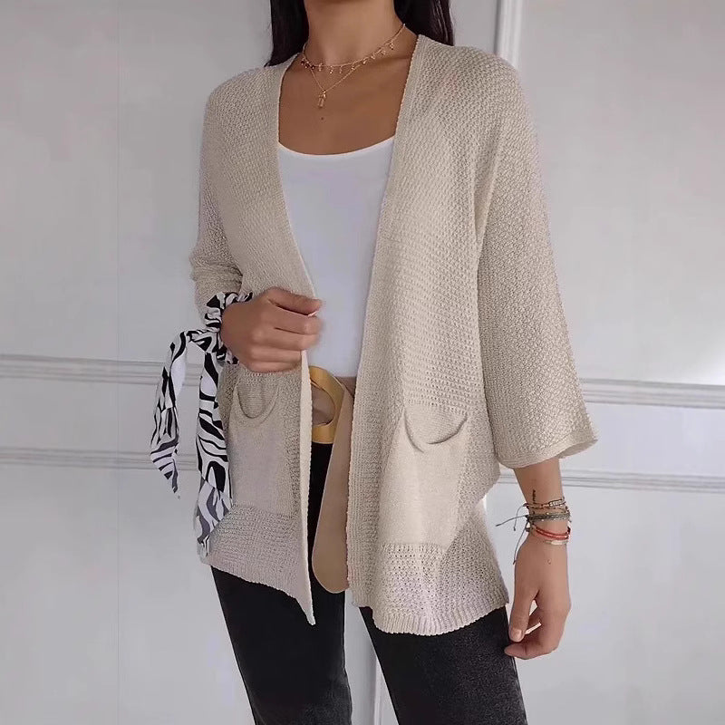 Charming Women's Waffle Sleeve Urban Casual Women's Sweater