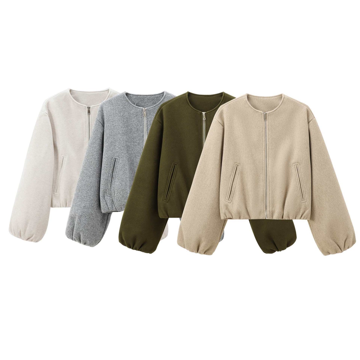 Women's Soft Spring Round Neck Pilot Zipper Jackets