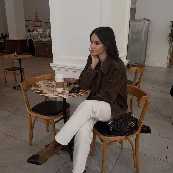 Women's Suede Texture Loose Casual Fashion Outside Coats