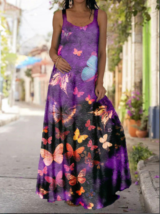Summer Printed Dress Bohemian Strap Mop Dresses