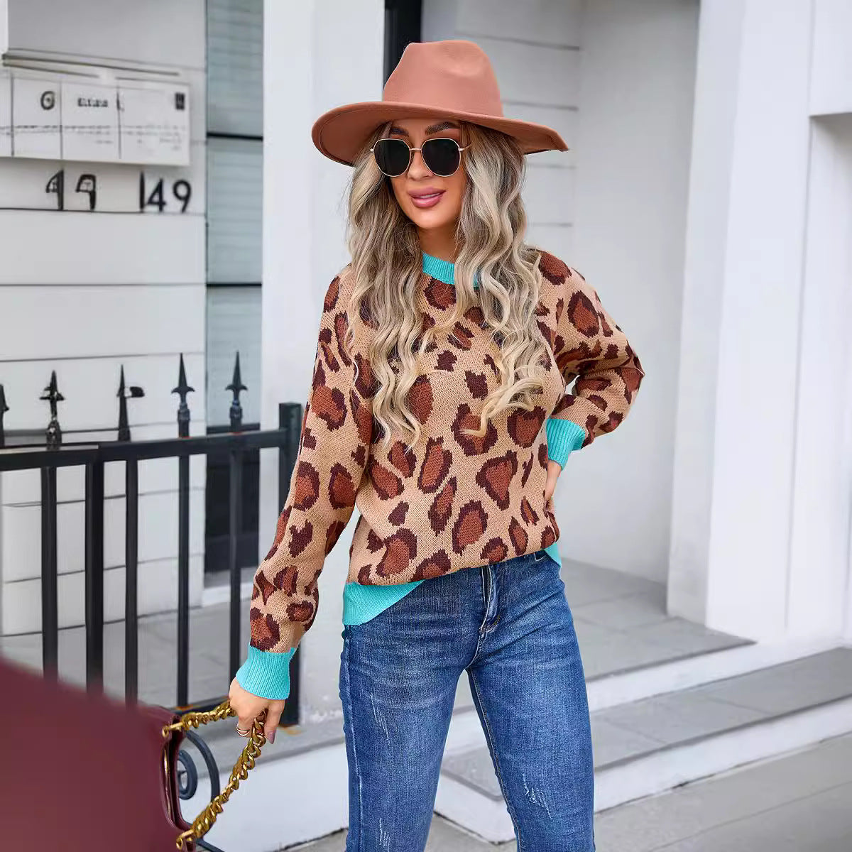 Charming Women's Spring Printed Pullover Flower Sweaters