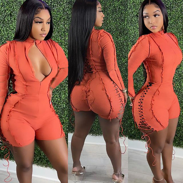 Women's Fashion Sexy Patchwork Solid Color Tether Jumpsuits