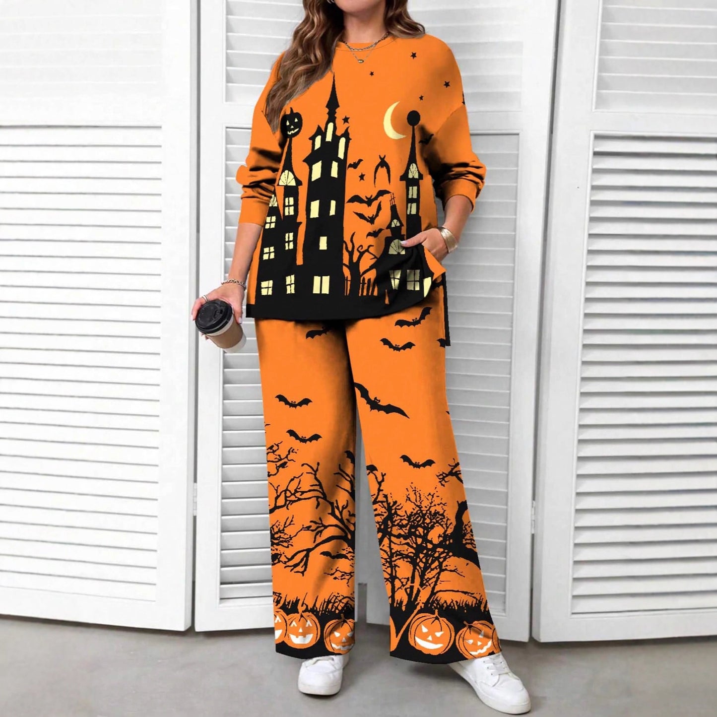 Women's Halloween Christmas Eve Printed Two-piece Outfit Suits