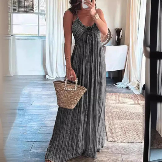 Summer Solid Color Sexy Backless Sling Dresses