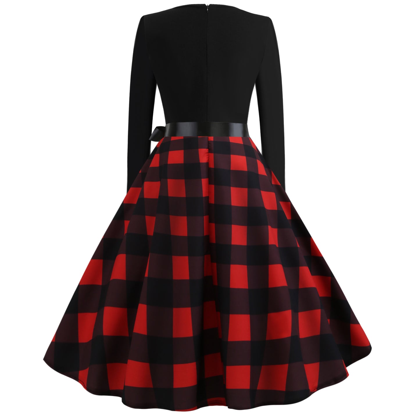 Women's Vintage Printed Long Sleeve Round Neck Sexy Mid-length Dress