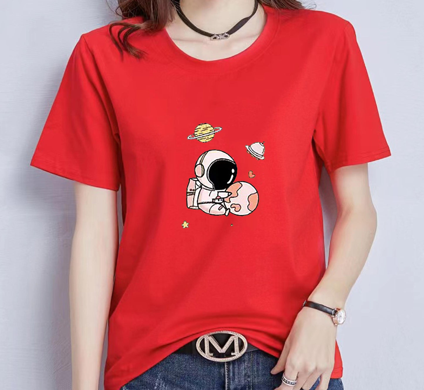 Women's T-shirt Summer Letters Korean Style Loose Blouses