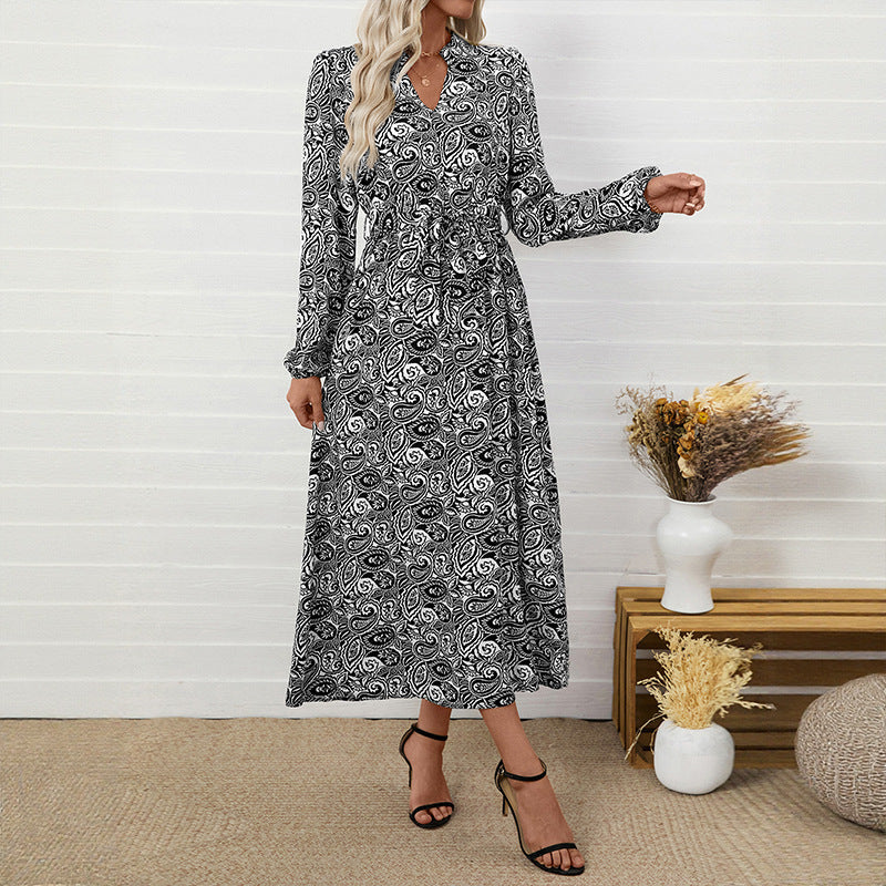 Women's Autumn Ethnic Print Elegant Dress Dresses