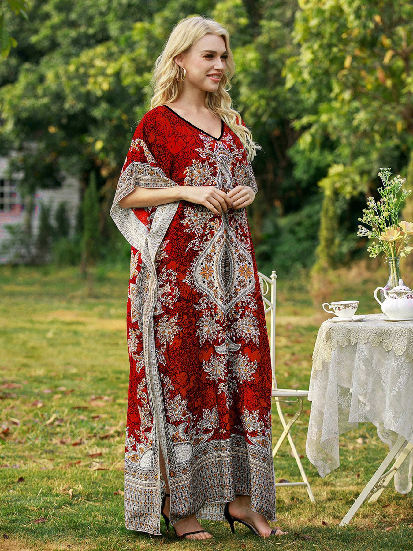 Women's Bohemian Printed Loose Robe Seaside Vacation Plus Size