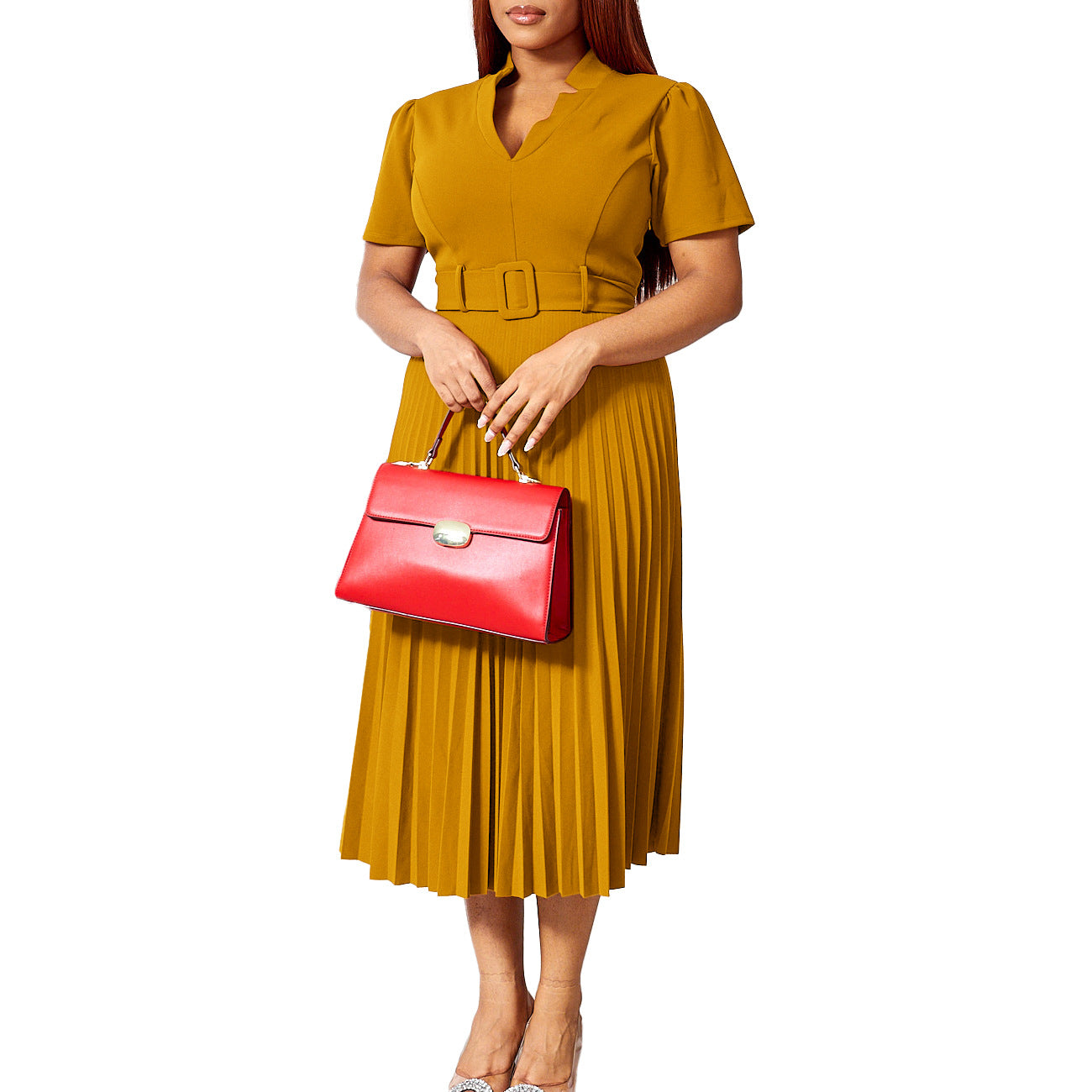 Women's Summer Sleeve Pleated High Waist Fashion Dress