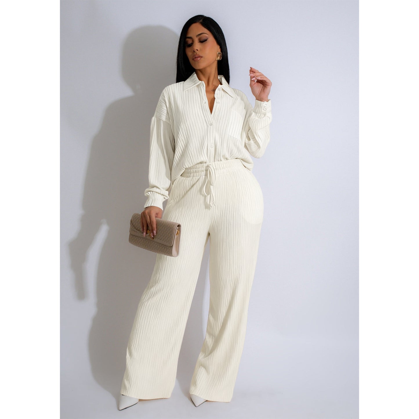 Women's Elastic Crumpled Swing Wide Leg Suits