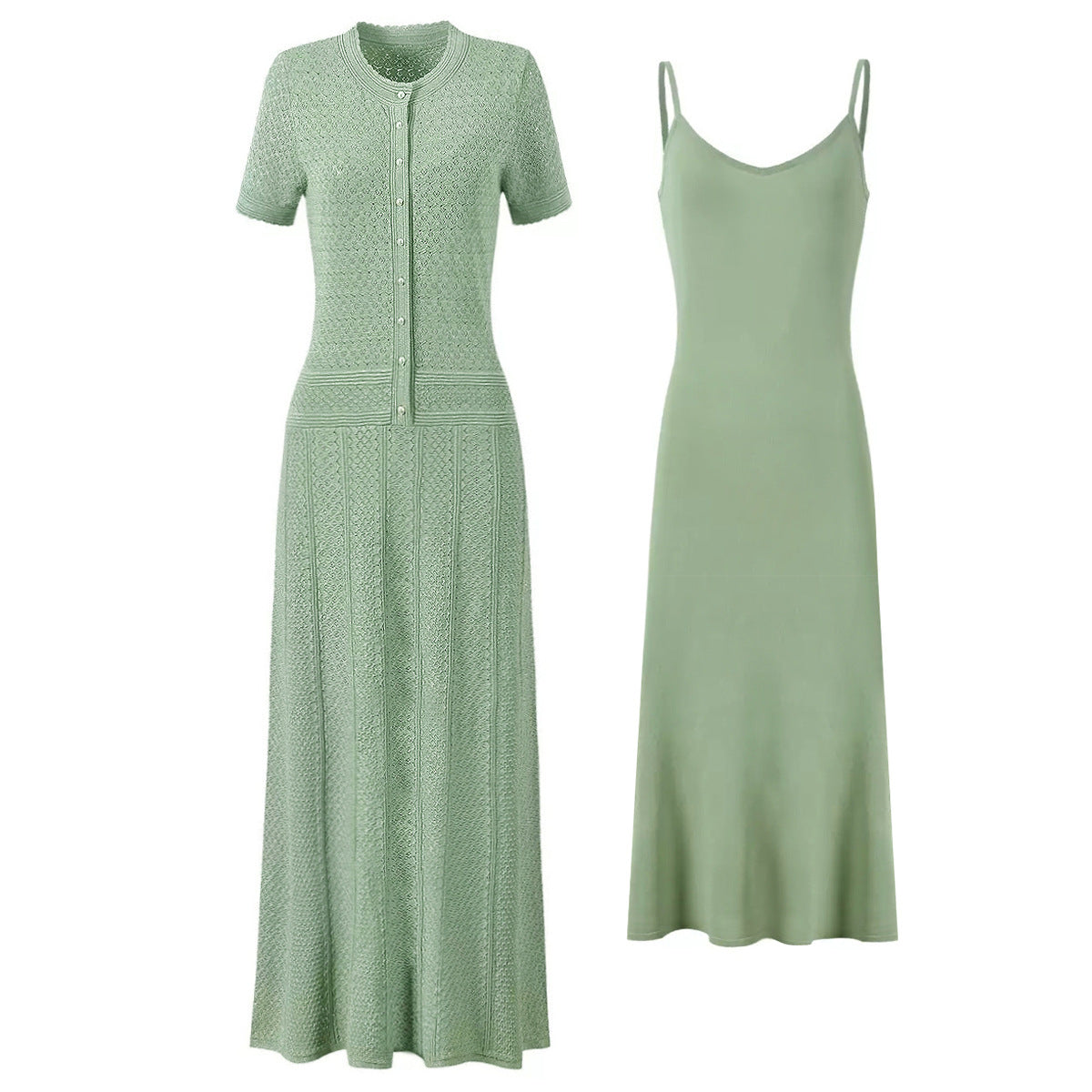 Women's Quality Bright Silk Summer Fashionable Knitted Slim Dresses