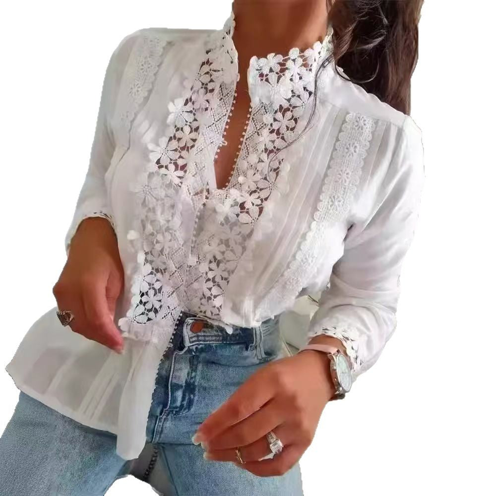 Women's Fashion Half Sleeve T-shirt Sexy Lace Blouses