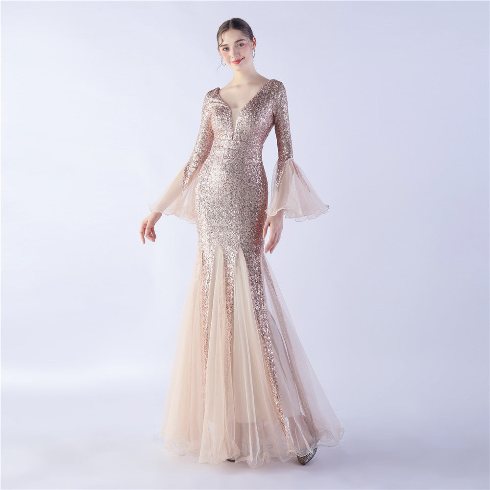 Craft Encryption Mesh Dinner Stage Sequined Wedding Dresses