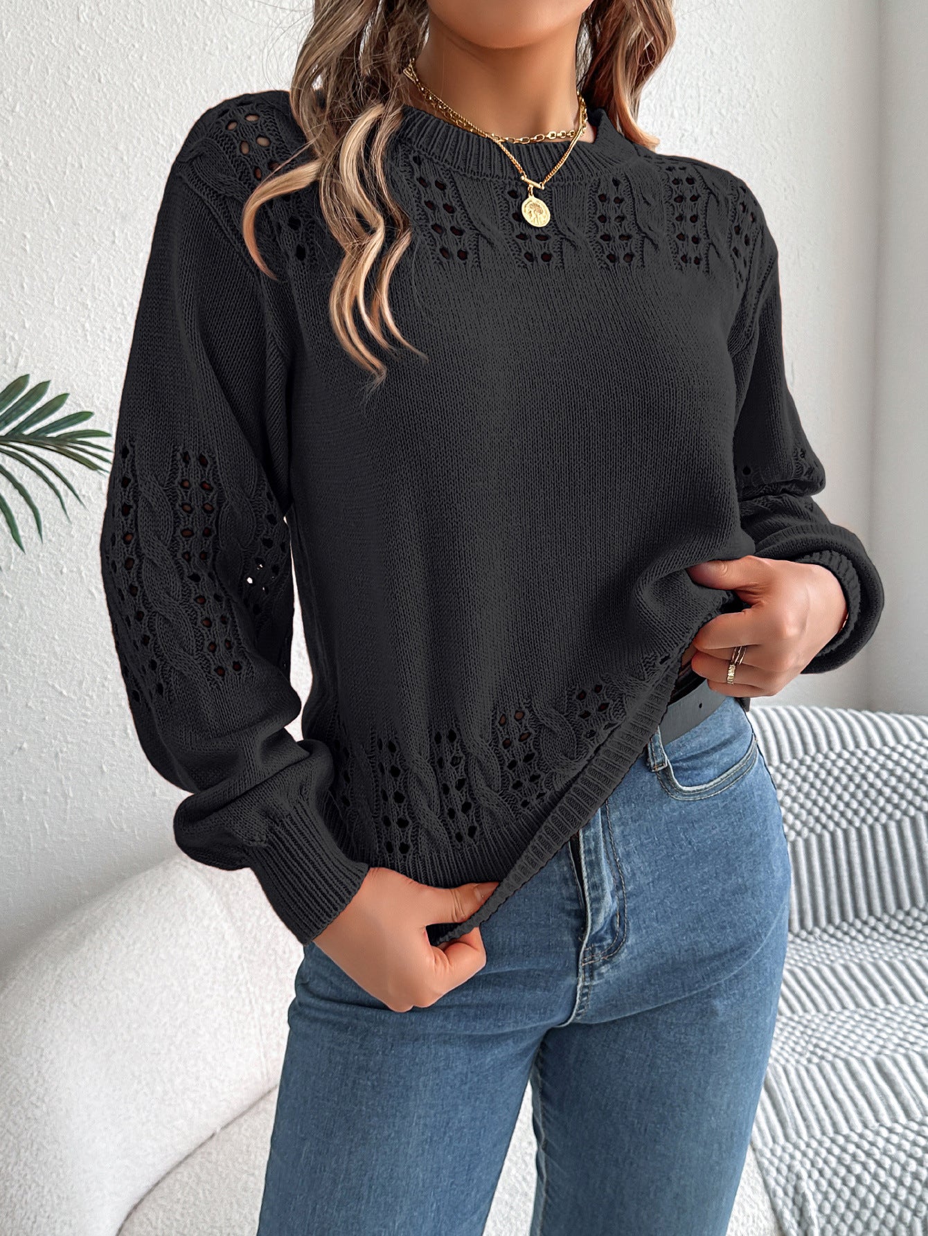 Women's Clearance Casual Solid Color Lantern Sleeve Sweaters