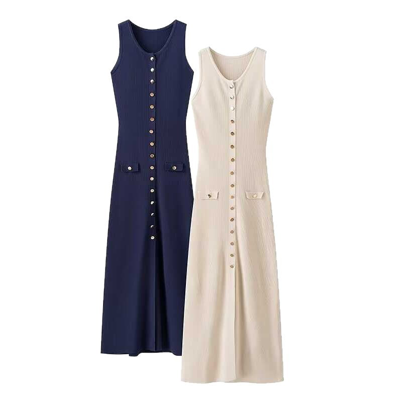 Summer Knitted Dress Fashionable Elegant Sleeveless Dresses