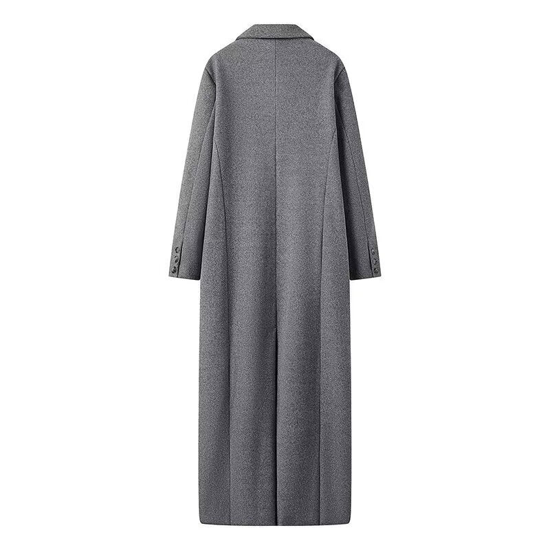 Women's Street Fashion Button Long Woolen Coats