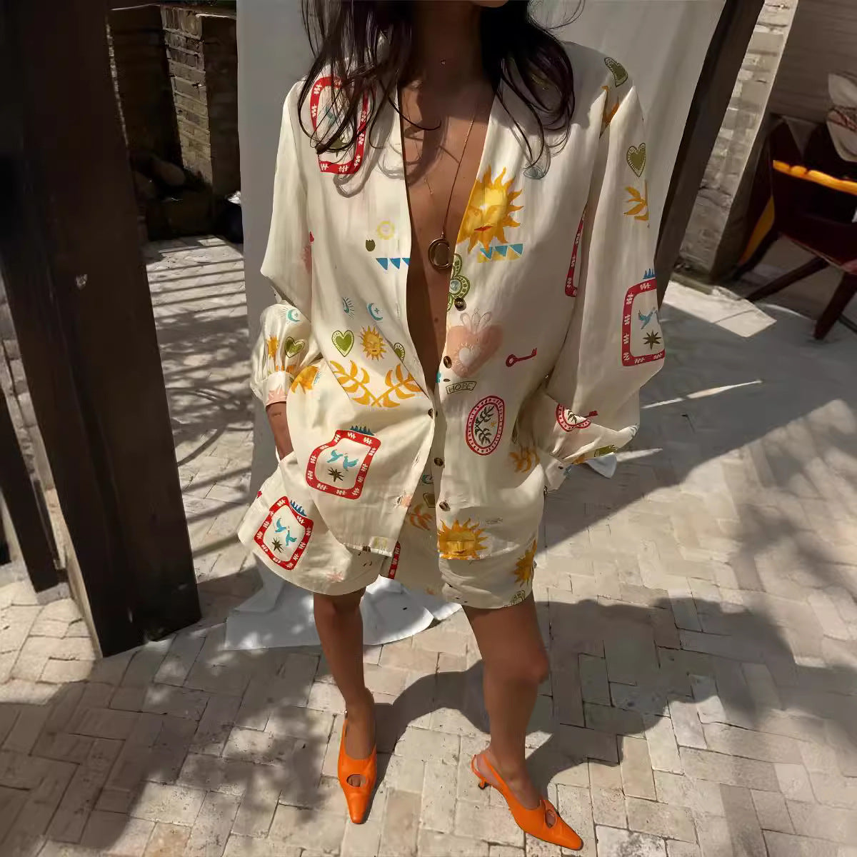 Versatile Comfortable Printed Linen Leisure Shirt Fashion Casual Suit