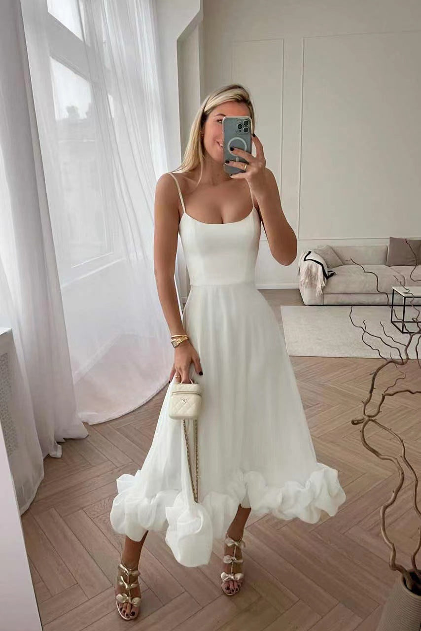 Women's Suspender A- Line Flower Large Dress Dresses