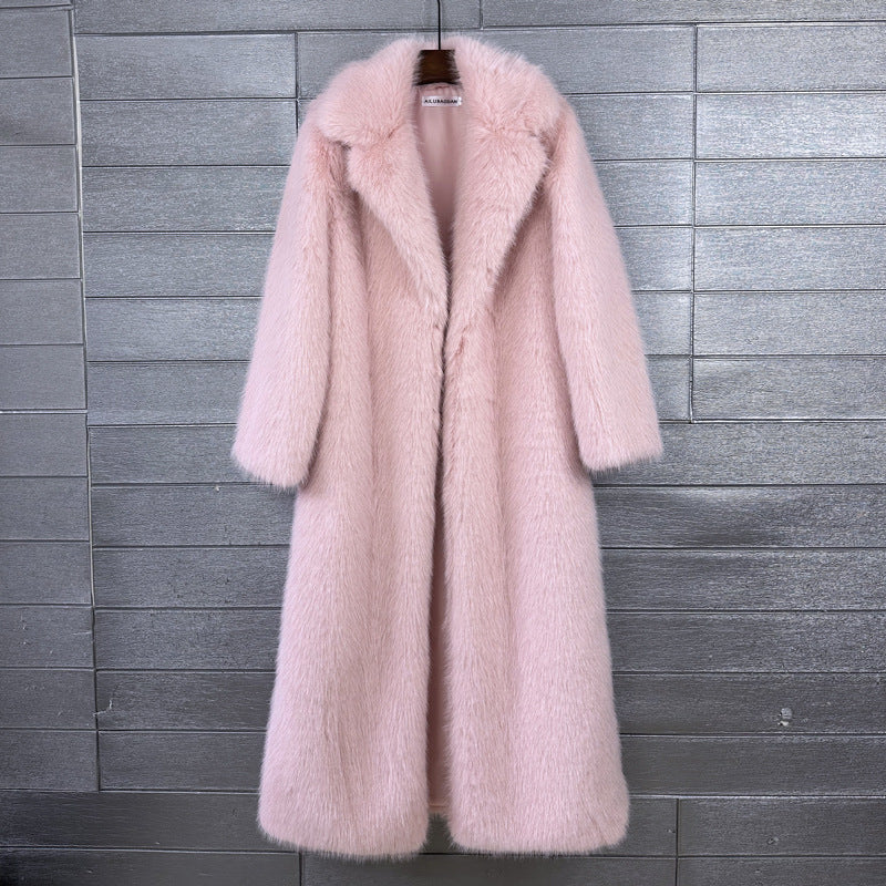 Women's Thick Imitation Plush Furry Fur Extended Coats