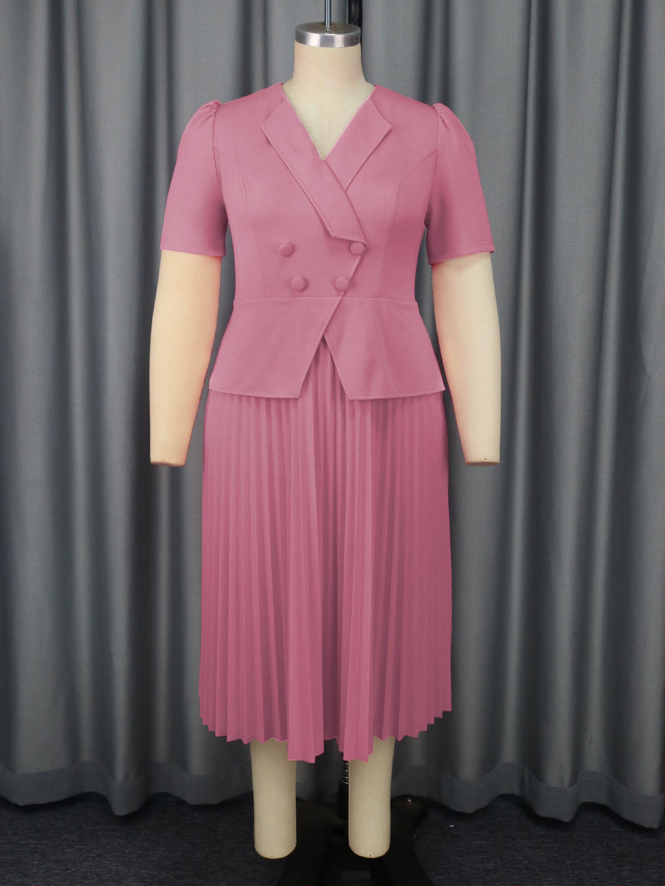 Collar Pleated Elegant Style High Waist Dresses