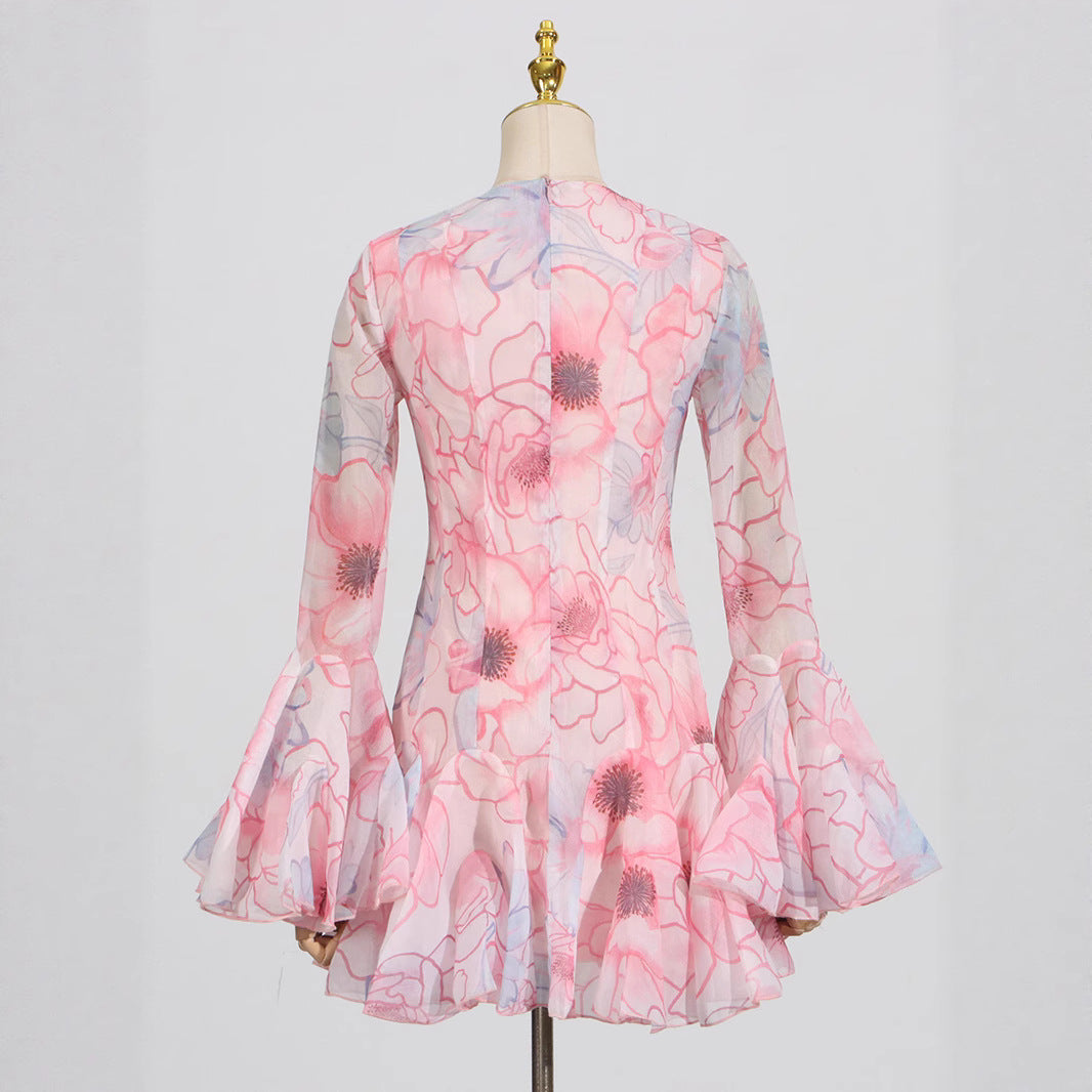 Sweet Sexy Summer Round Neck Petal Sleeve Elegant Dresses