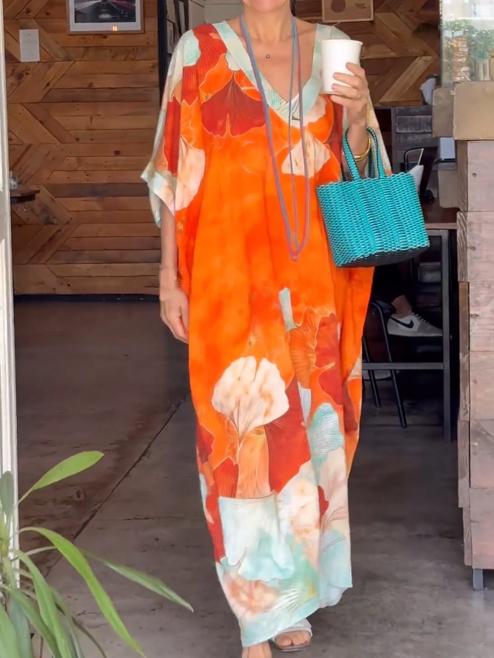 Women's Floral Print Collar Loose Long Dress