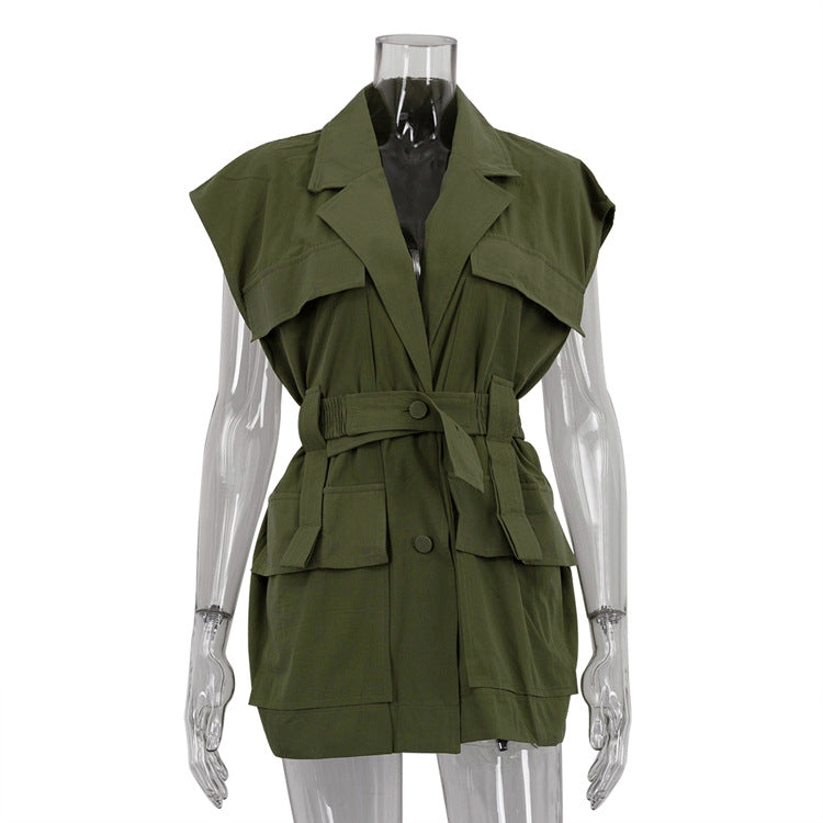 Women's Shirt Trendy Stylish Design Sense Belt Blouses