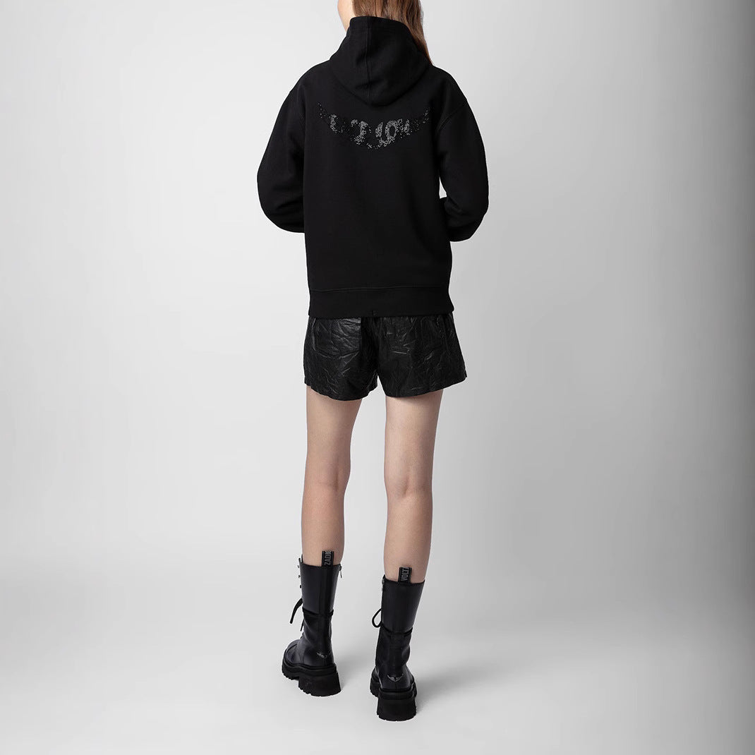 Women's Niche Back Wings Rhinestone Black Veet Sweaters