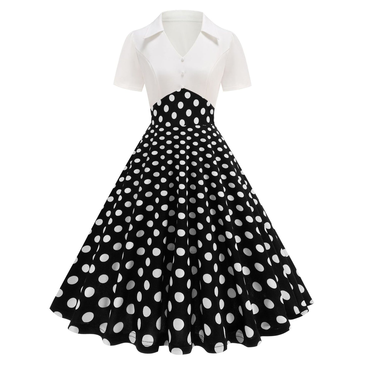 Women's Dress For Polka Dot Stitching Retro Dresses