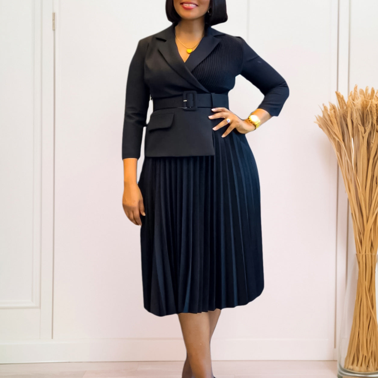 Women's Female Collar Temperament Pleated African Dress Dresses