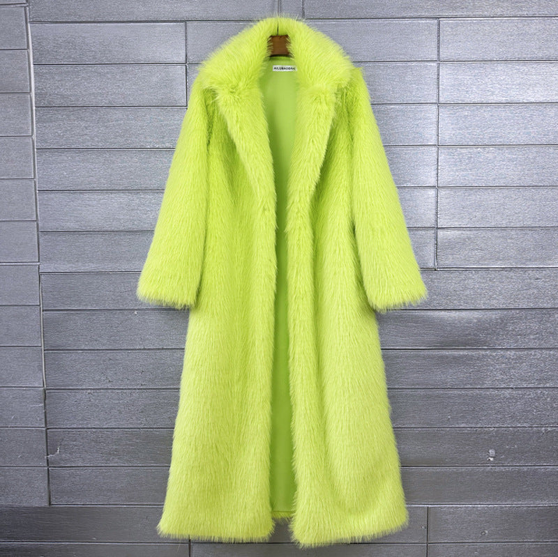 Women's Thick Imitation Plush Furry Fur Extended Coats