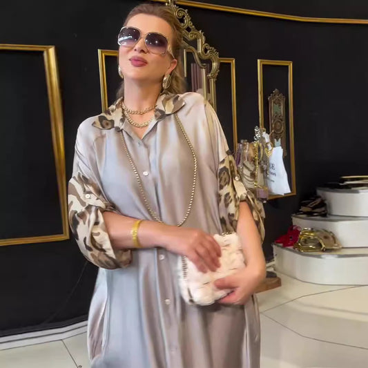 Women's Long-sleeved High Waist Temperament Retro Robe Dresses