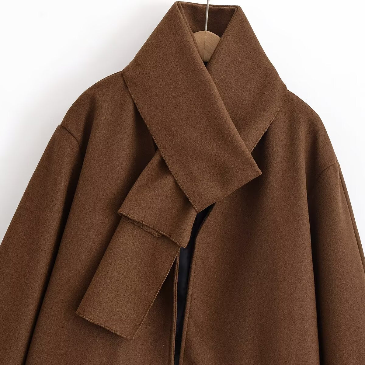 Women's Woolen Open Placket Scarf Decorative Jackets