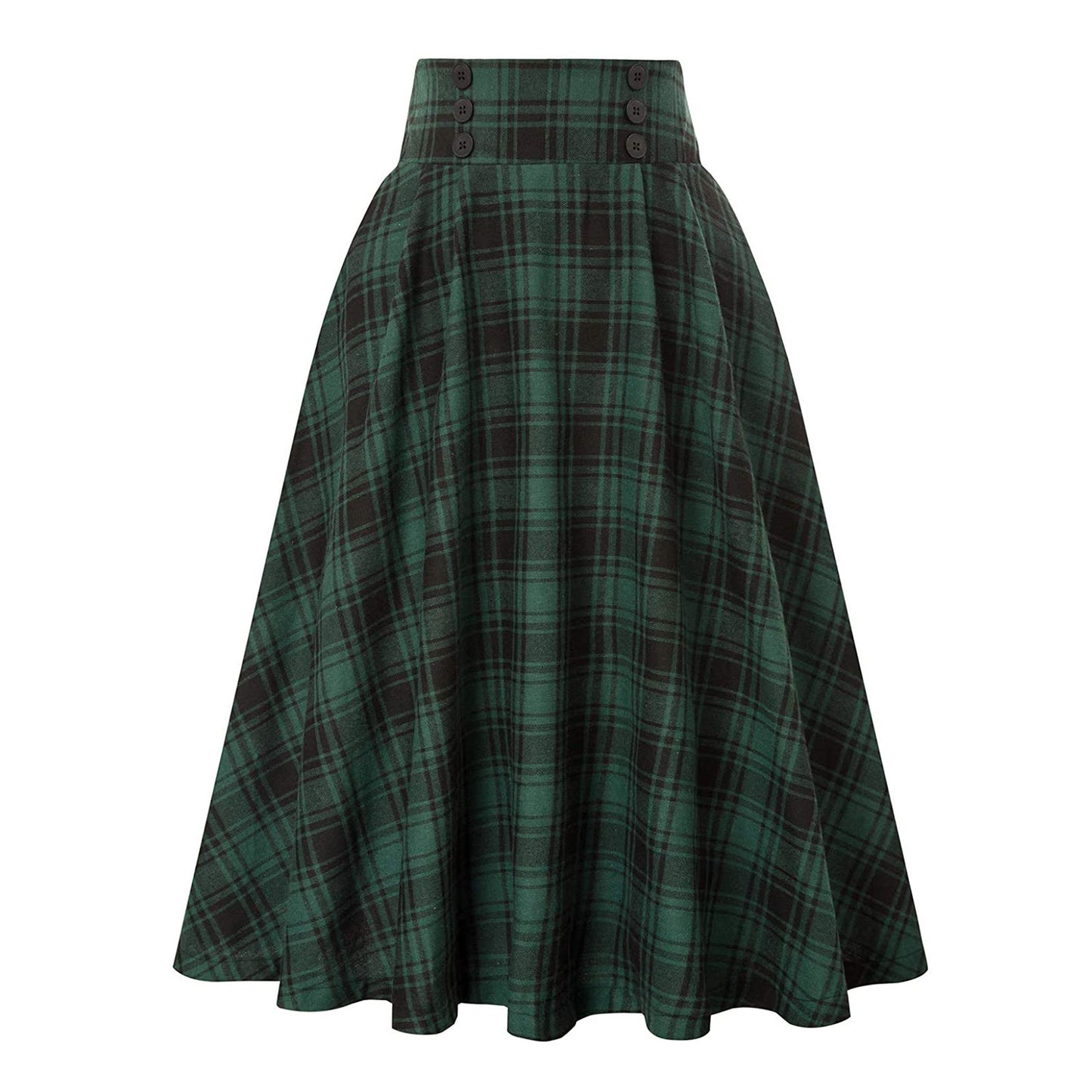 Women's Waist Plaid Big Hem Fashion Elastic Skirts
